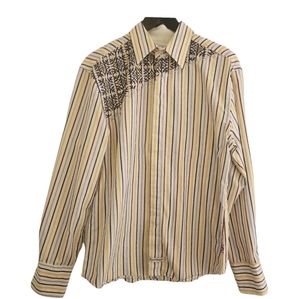 English laundey striped button up shirt with embroidery